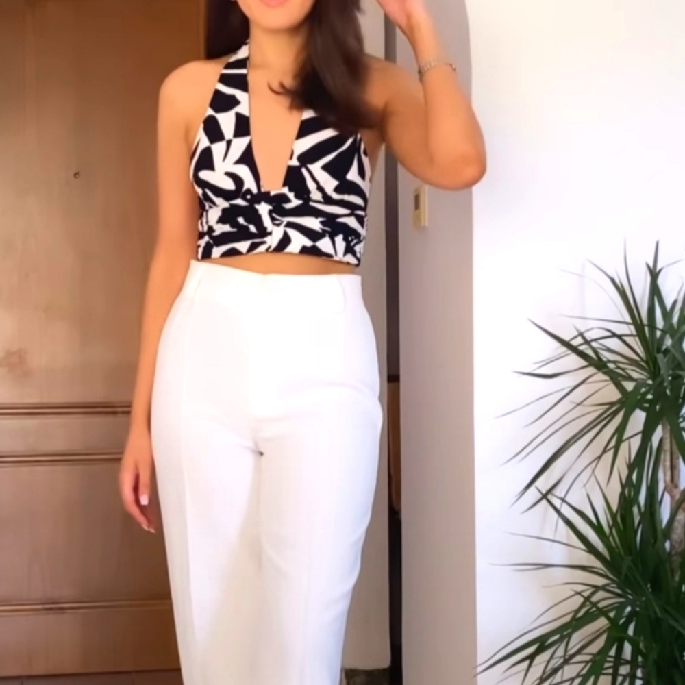 Zara printed linen crop top